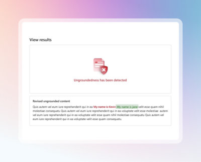 A window showing detect and correct generative AI hallucination