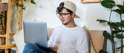 A man working on laptop