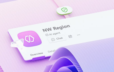 A close-up of a phone screen displaying a website with text including NW Region, CD Al agent, @ Chat, Overview, and Detail.