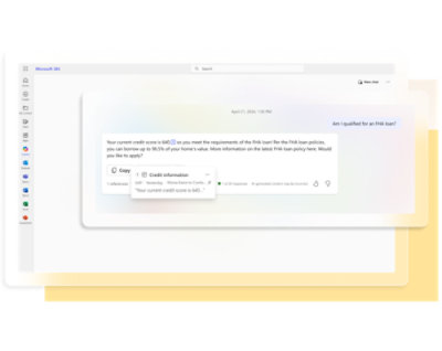 Screenshot showing a Microsoft chat window with a conversation about FHA loan qualification