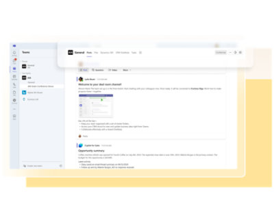 A screenshot of a general channel in Microsoft Teams. Visible elements include the main chat thread