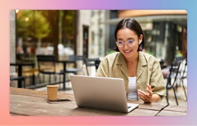 A woman working with laptop
