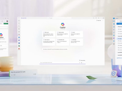 A computer screen displaying Microsoft 365 Copilot with various task options. 