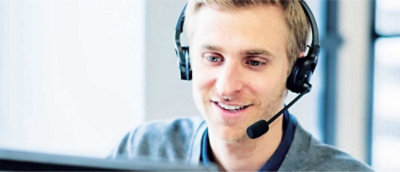 A person wearing a headset