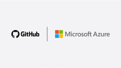 Logotipos do GitHub e Microsoft Azure lado a lado em uma tela de fundo clara.