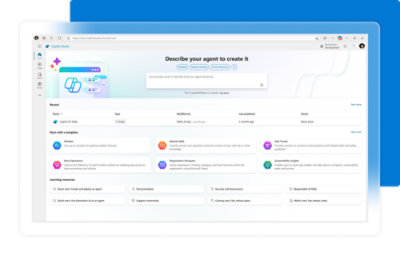 A screenshot of a computer with text saying Describe your agent to create it.