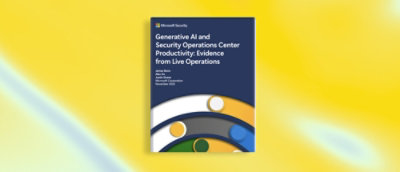 A blue book with white text titled Generative Al and Security Operations Center Productivity: Evidence from Live Operations.