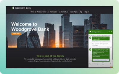 A screenshot of the Woodgrove Bank website welcoming visitors.