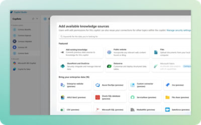 A computer screenshot with text Add available knowledge sources.