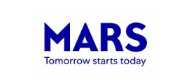 A blue and white logo with the text MARS Tomorrow starts today.