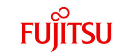 FUJITSU written in red text on a white background.