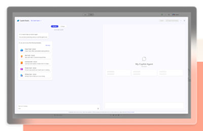 Screenshot of Copilot Studio with My Copilot Agent and a description to build an agent.