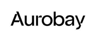 白い背景に黒いセリフ フォントの "Aurobay" のテキスト。
