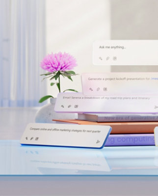 A close-up of a computer screen displaying various texts, including Ask me anything.