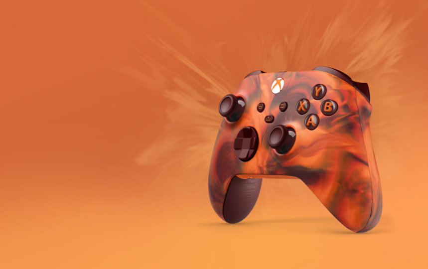 Front right angle of the Xbox Wireless Controller - Fire Vapor Special Edition.