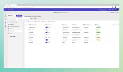 A screen showing a list of items on a computer screen