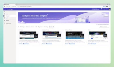 The homepage of a website with a purple background