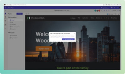 A screen shot of power pages