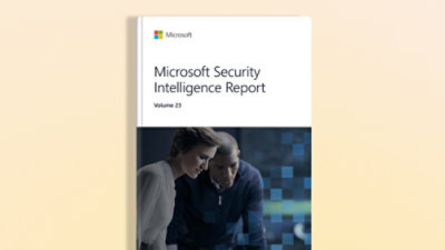 A book with text on it displaying Microsoft Security Intelligence Report.