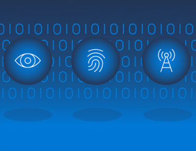 被二進位程式碼包圍的圓圈中的指紋