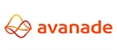 Close-up of Avanade logo with a red letter on a white background.