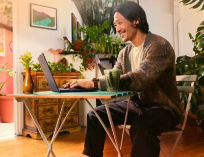 person working on a laptop