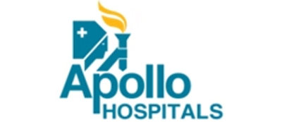 A blue and yellow logo with the text Apollo HOSPITALS.