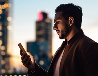A man looking at his phone.
