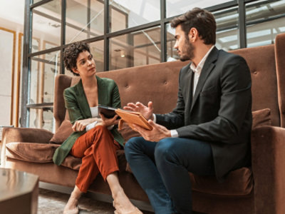 Two people discussion
