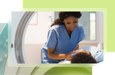A nurse examining a patient.