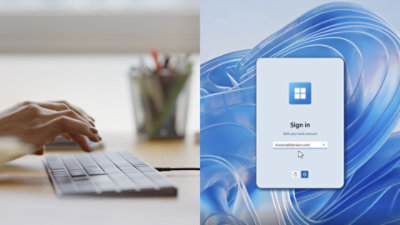 Windows sign in screen with email login box