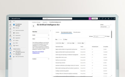 A computer screen displaying a website with text including EU Artificial Intelligence Act.