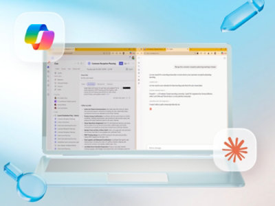 Laptop displaying Microsoft Teams chat and Claude AI interface