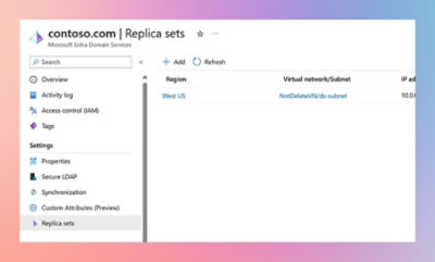 A screenshot of a computer displaying a domain service interface for contoso.com.