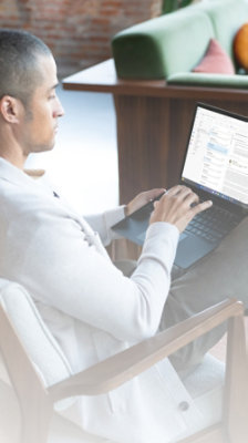 A man working with laptop