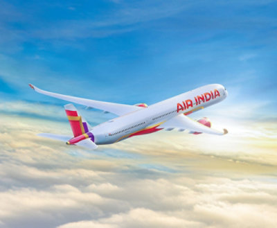 An Air India airplane flying in the sky.