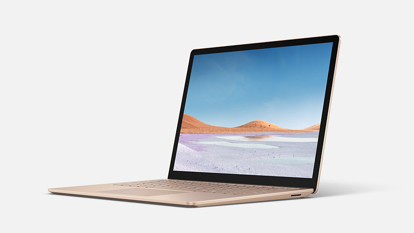 Un Surface Laptop 3 aperto con un'immagine sullo schermo.