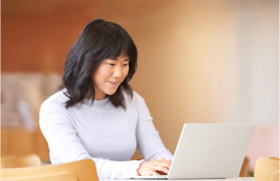 Woman working on a laptop