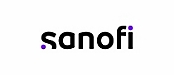 Logo of sanofi, featuring the company name in lowercase black letters with purple dots over the letters 'i.'.