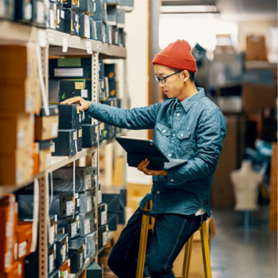 A man working on laptop
