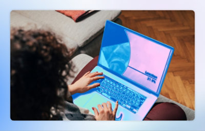 A person using a laptop.