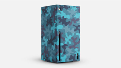 Une housse pour console Xbox Series X en camouflage minéral.