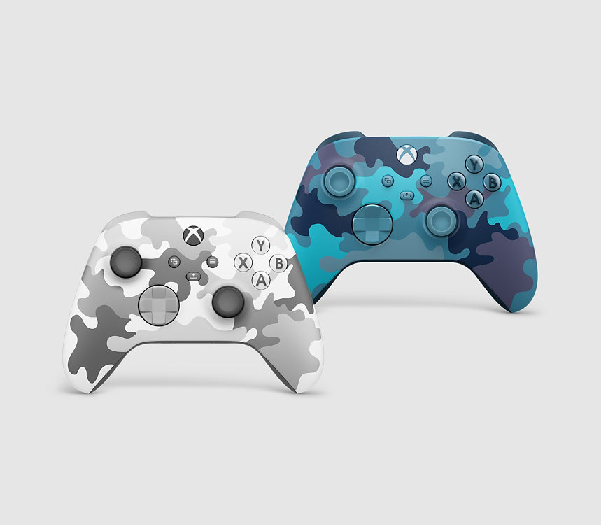 Xbox trådlös handkontroll i olika färger.