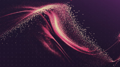 A pink and white swirl on a black and purple background.