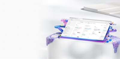 Banner image with colorful graphics and a screen of Planner for the web