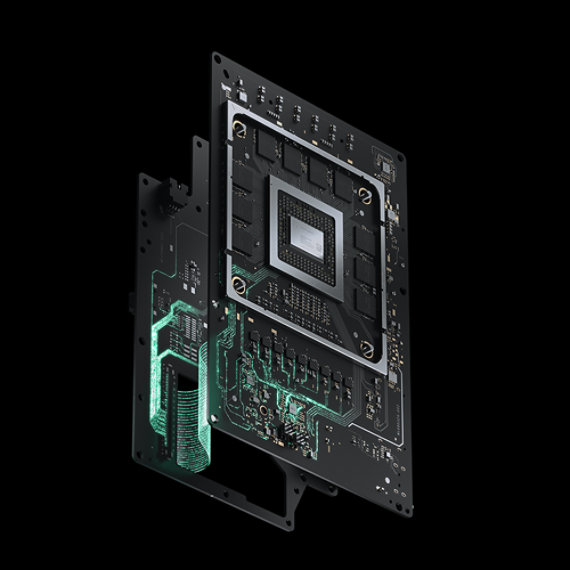 Internal motherboard components in XBOX Series X consoles.
