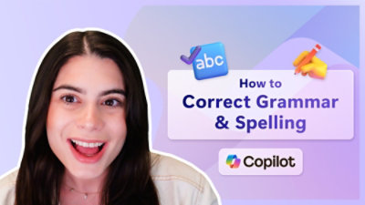 Text on a screen reads How to correct grammar and spelling
