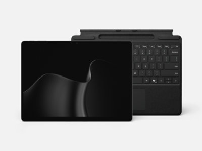 A Black Surface Pro 13-inch (12th Edition) bundled with a matching Black Flex Keyboard.