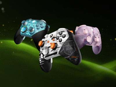 Farbenfrohe Xbox Wireless Controller, die im Xbox Design Lab gestaltet wurden. 