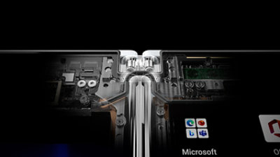A close up of Surface Duo 2 internal spine hardware.